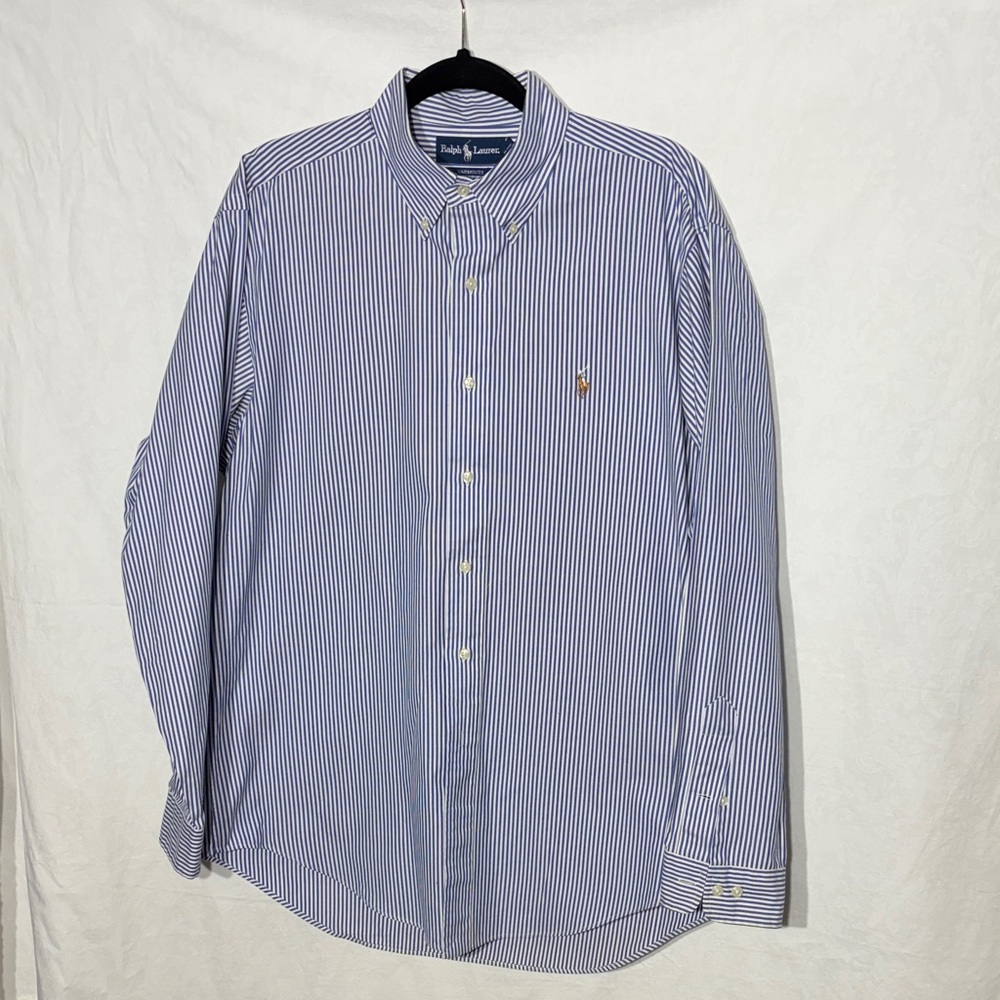 Polo by Ralph Lauren Men's Navy and White Striped Shirt